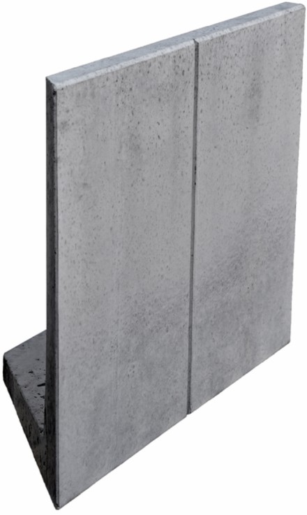 EXACTA LIGHT Winkelplatte, Eckstück links, Typ 2, grau, glatt, gefast, bewehrt