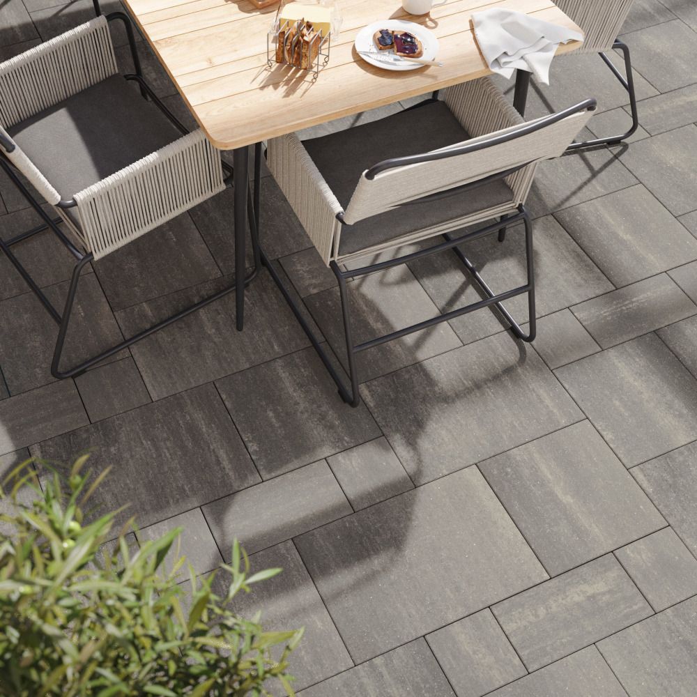 VEGAS Gartenplatte, grau, schattiert, glatt, fein gefast