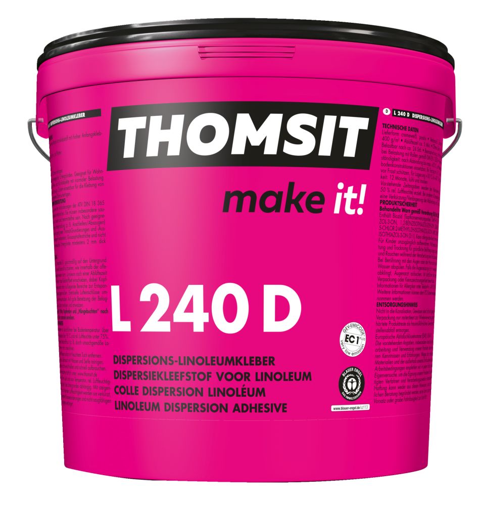 THOMSIT L 240 D EC1 Dispersions-Linoleumkleber, 15-kg-Eimer