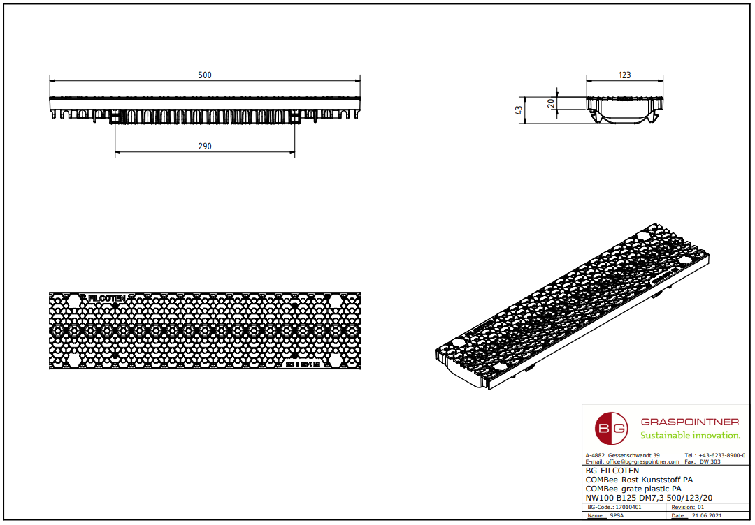 BG-FILCOTEN COMBee Designrost (Kunststoff) NW 