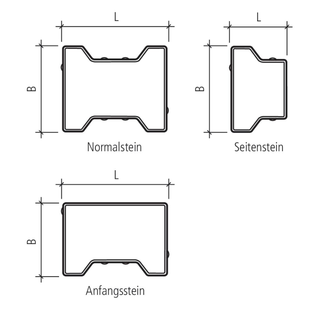 H Sickerstein, Normalstein, grau, fein gefast