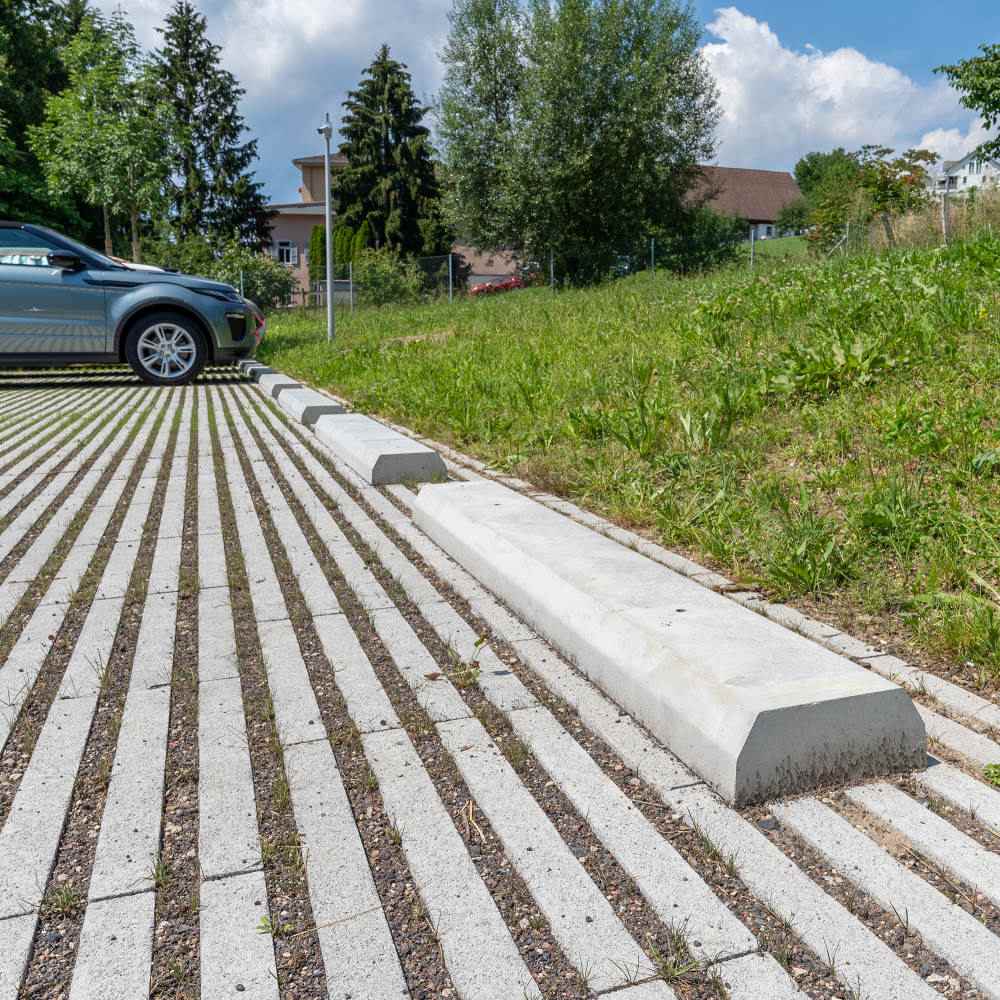 Radabweiser grau Typ 180a, mit 2 Aussparungen d2 1.5 cm, für Verankerung